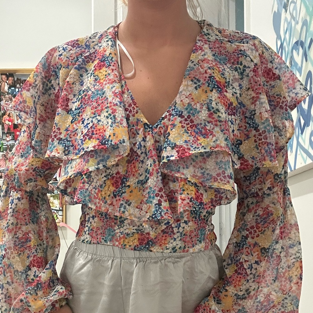Zara rainbow blouse XS